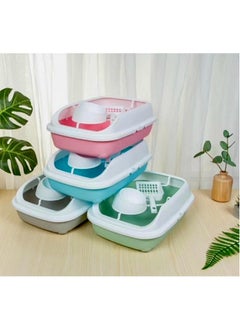 Cat litter box 3 in 1: sand box, feeder bowl and cat litter scoop, plastic small cat litter box With High Sides, detachable, open litter tray with pet accessories: shovel and food bowl Green color - pzsku/Z30FF48C955F16DE89CB0Z/45/_/1708934154/063afdd0-7fe3-494b-8593-32f9e97e7ba1