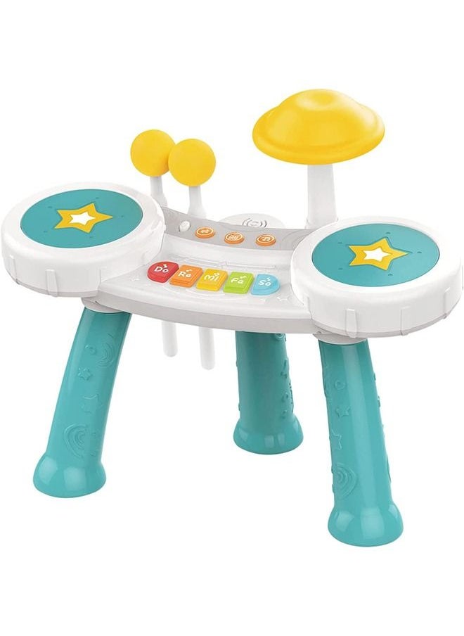 BAYBEE Multi-Function Drum Set Toys For Kids Toddlers Musical Instruments Toys With 2 Drum Sticks Preschool Musical Learning Baby Early Education Toys For 1 2 3 4 Year Old Boys Girls Green  - Image 1