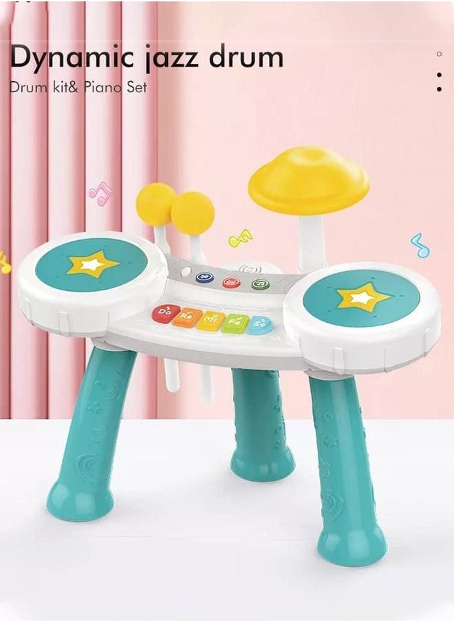 BAYBEE Multi-Function Drum Set Toys For Kids Toddlers Musical Instruments Toys With 2 Drum Sticks Preschool Musical Learning Baby Early Education Toys For 1 2 3 4 Year Old Boys Girls Green  - Image 4