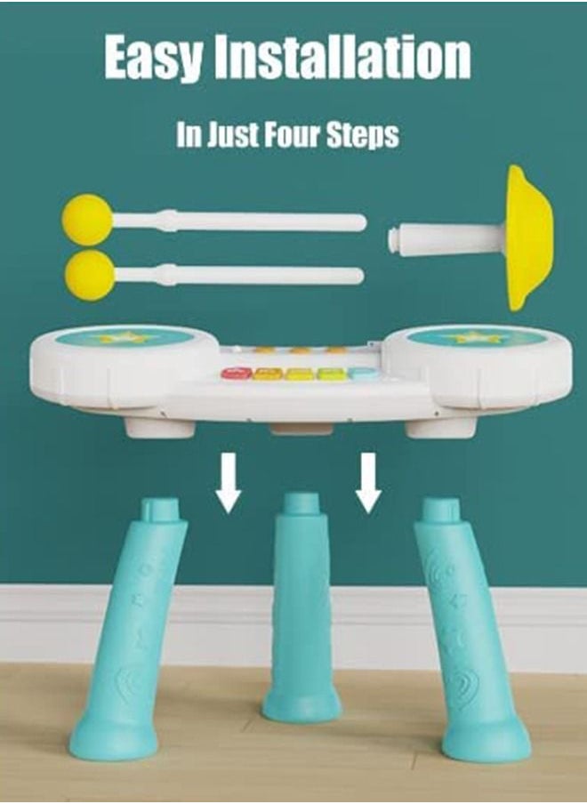 BAYBEE Multi-Function Drum Set Toys For Kids Toddlers Musical Instruments Toys With 2 Drum Sticks Preschool Musical Learning Baby Early Education Toys For 1 2 3 4 Year Old Boys Girls Green  - Image 5