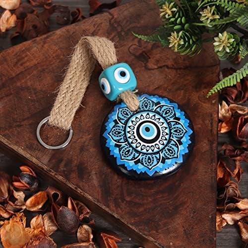 LINENSUTRA Handmade Turkish Blue Glass X Large Evil Eye Hanging for Good Luck Health | Decoration for Home Office Shop Garden Hanging |Nazar Battu. - Image 5
