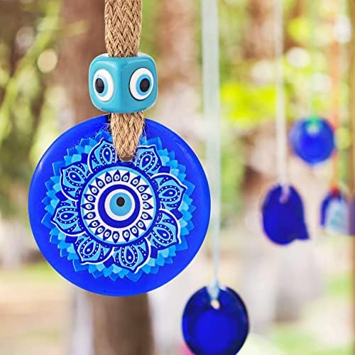 LINENSUTRA Handmade Turkish Blue Glass X Large Evil Eye Hanging for Good Luck Health | Decoration for Home Office Shop Garden Hanging |Nazar Battu. - Image 2
