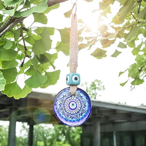 LINENSUTRA Handmade Turkish Blue Glass X Large Evil Eye Hanging for Good Luck Health | Decoration for Home Office Shop Garden Hanging |Nazar Battu. - Image 4