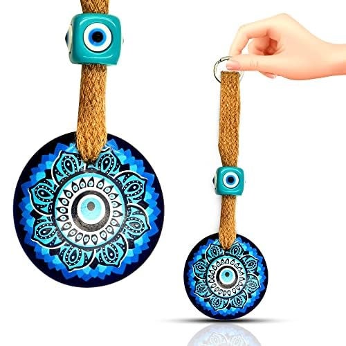 LINENSUTRA Handmade Turkish Blue Glass X Large Evil Eye Hanging for Good Luck Health | Decoration for Home Office Shop Garden Hanging |Nazar Battu. - Image 1