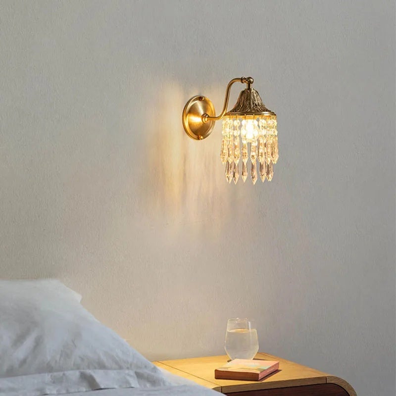 Luxury American Retro Copper Crystal Wall Lamp Creative French Living Room Tv Background Bedroom Bedside Led Lighting - Image 5