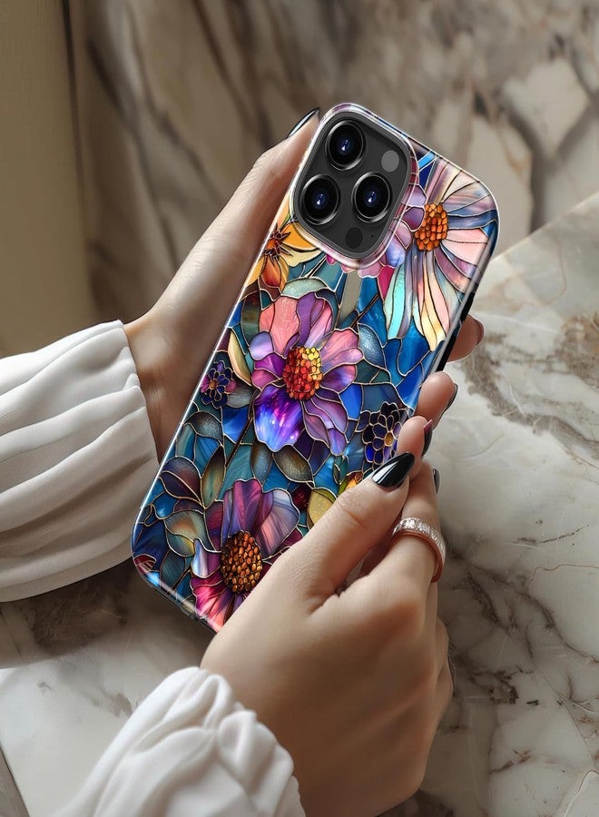 جراب Goodon لهاتف iPhone 15 Pro Max بتصميم أنيق - متوافق مع Magsafe - غطاء صلب مزدوج الطبقات وغطاء سيليكون - جراب حماية للهاتف بتصميمات زهور برية للنساء - أزهار نابضة بالحياة - Image 2