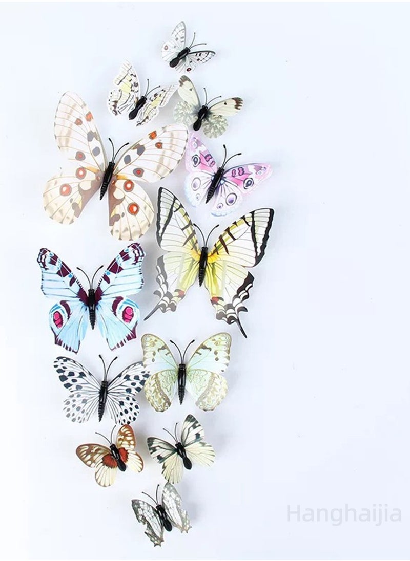 Hanghaijia 12 PCS 3D Simulation Butterfly Wall Fridge Stickers Decorations Photography Props  - Image 1