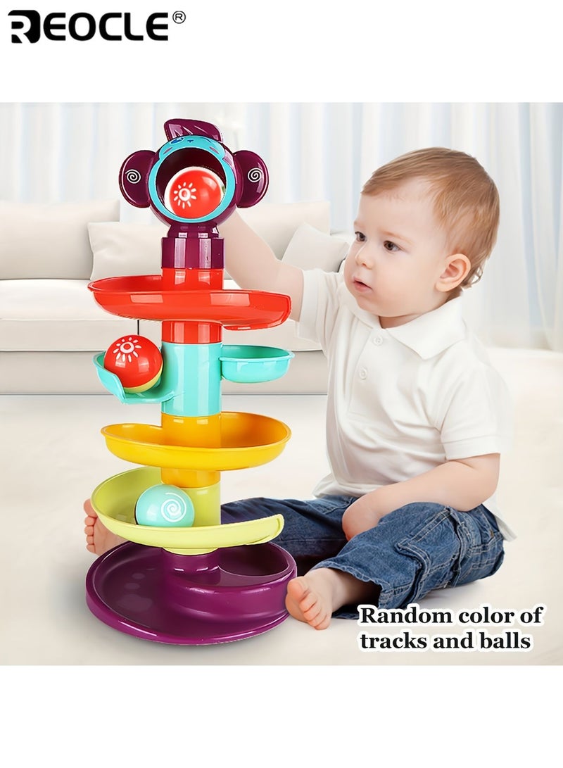 REOCLE Colorful Spiral Rolling Ball Tower Early Learning Fun Track and Stack Toy Set Spinning Balls Great Educational Color Recognition Gifts for Holidays and Birthdays - Image 1