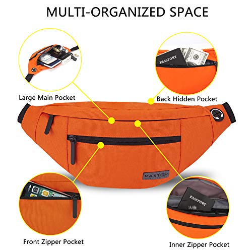 MAXTOP Large Crossbody Fanny Pack Belt Bag with 4-Zipper Pockets Gifts for Enjoy Sports Festival Workout Traveling Running Casual Hands-Free Wallets Waist Pack Phone Bag Carrying All Phones - Image 3