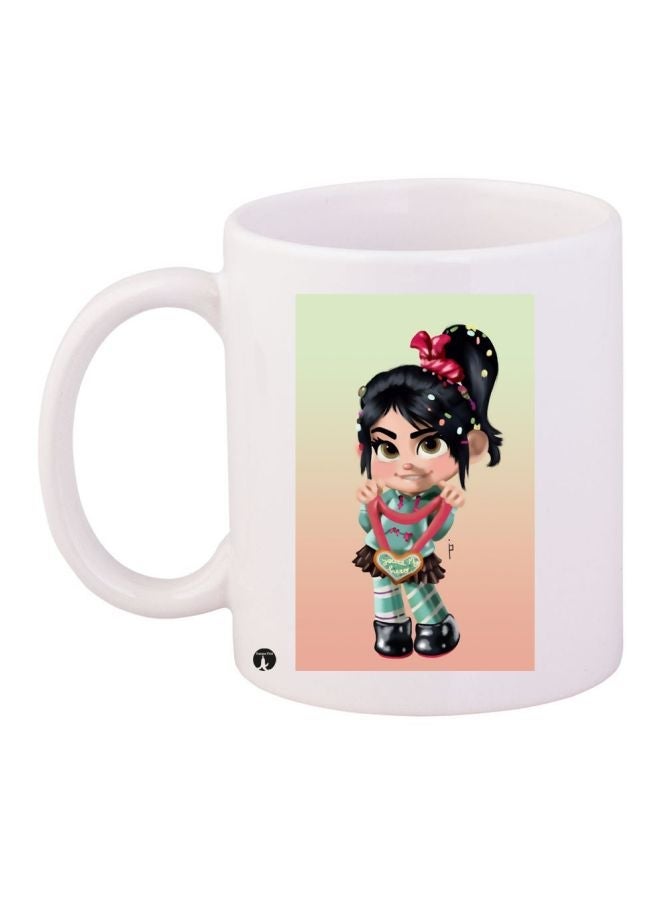 RYN Vanellope Von Schweetz Printed Coffee Mug White/Green/Black 11ounce