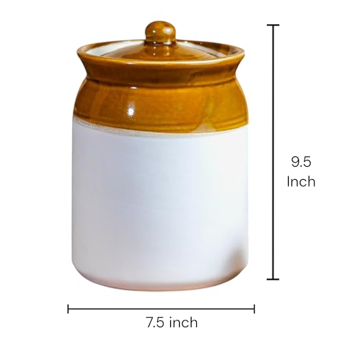 ClayStone Ceramic 4 KG Achaar Jar - 4 L (4000 ml) Martban Pickle Container - Kitchen Storage for Pickle, Chutneys and Sauces - Durable, and Easy to Clean (4000 ml) - Image 2