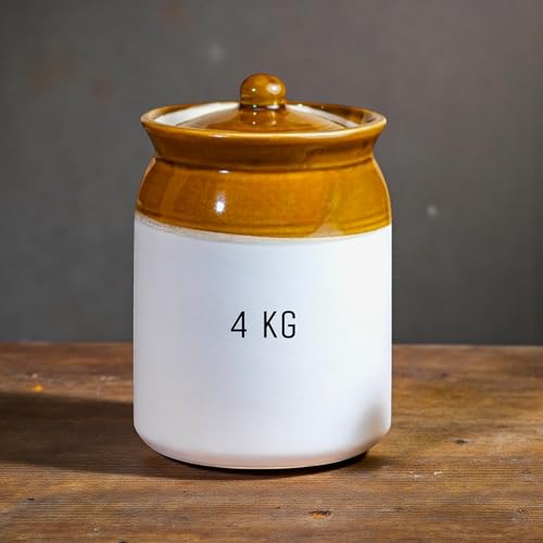 ClayStone Ceramic 4 KG Achaar Jar - 4 L (4000 ml) Martban Pickle Container - Kitchen Storage for Pickle, Chutneys and Sauces - Durable, and Easy to Clean (4000 ml) - Image 1