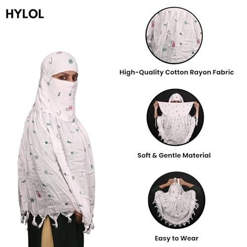 HYLOL Cotton Female Pure White Innovative Stylish Candy Printed Pattern Fancy Scarf With Sun Protection Cover Face Mask For Women's And Girls - Image 4
