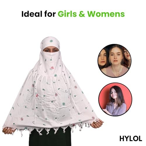 HYLOL Cotton Female Pure White Innovative Stylish Candy Printed Pattern Fancy Scarf With Sun Protection Cover Face Mask For Women's And Girls - Image 3