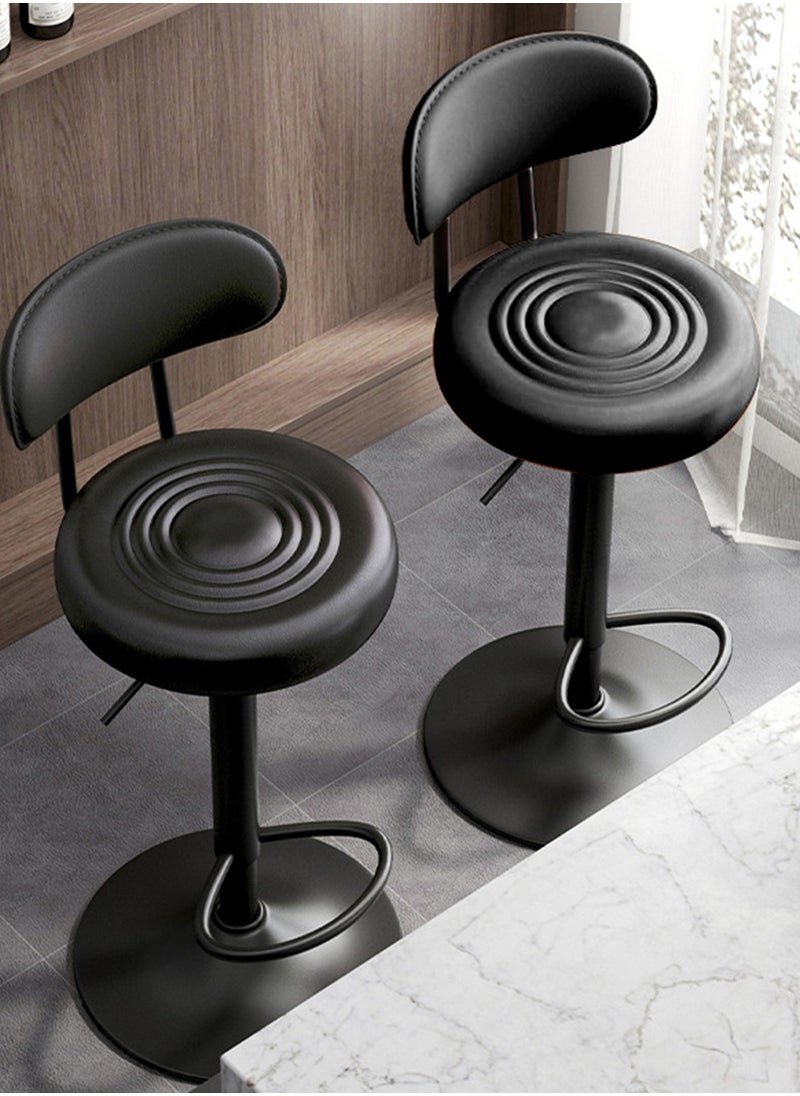 Sharpdo 2 Bar Chairs,High Back Small Round Stool, Comfortable Adjustable High Bar Chair with 360°Swivel Perfect for Home Kitchen Counter Dining High Footrest Stool  - Image 1