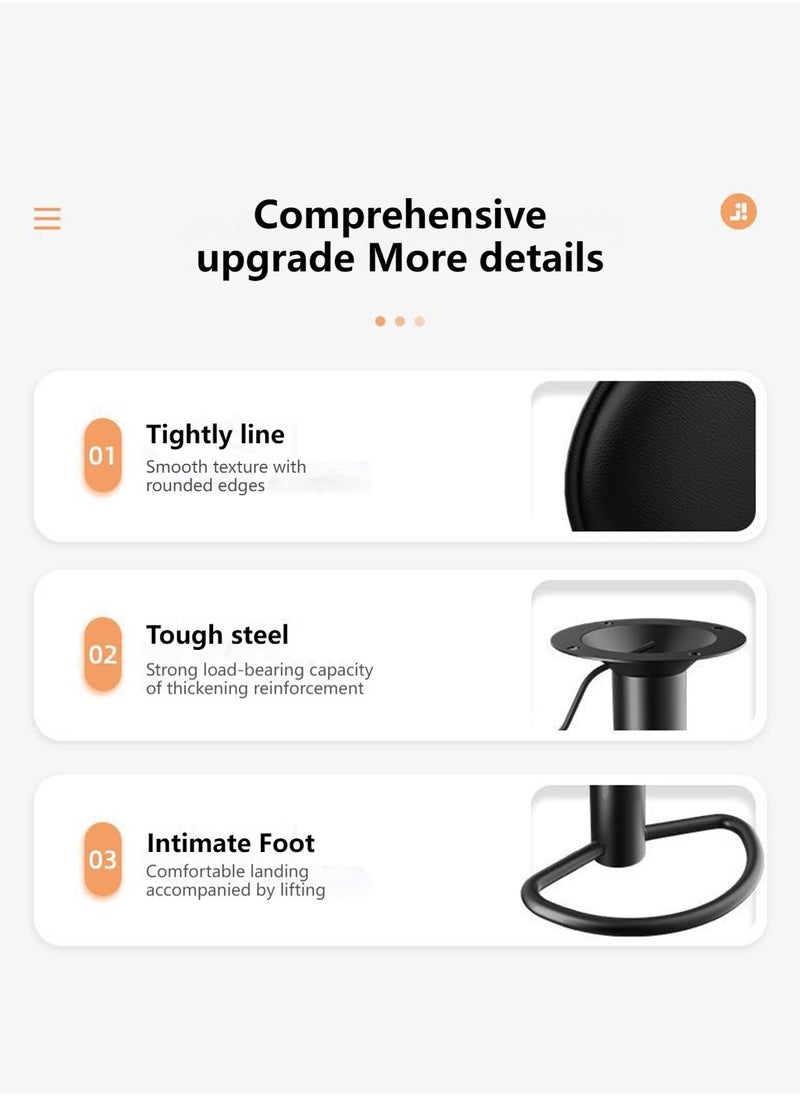 Sharpdo - 2 Bar Chairs,High Back Small Round Stool, Comfortable Adjustable High Bar Chair with 360°Swivel Perfect for Home Kitchen Counter Dining High Footrest Stool - Image 1