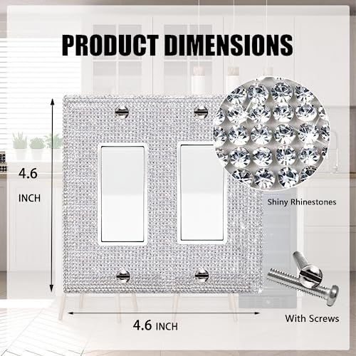 Gaocai Shiny Silver Wall Plate Cover Decorative Light Switch Cover Single Toggle Rhinestones Outlet Cover - Image 2