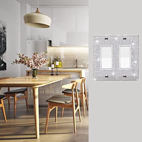 Gaocai Shiny Silver Wall Plate Cover Decorative Light Switch Cover Single Toggle Rhinestones Outlet Cover - Image 4