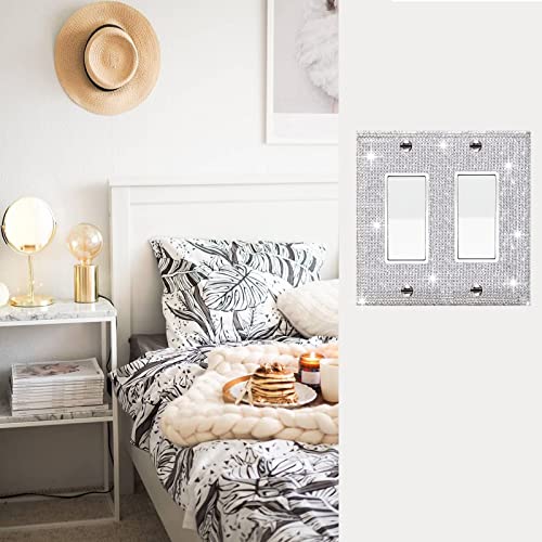 Gaocai Shiny Silver Wall Plate Cover Decorative Light Switch Cover Single Toggle Rhinestones Outlet Cover - Image 5