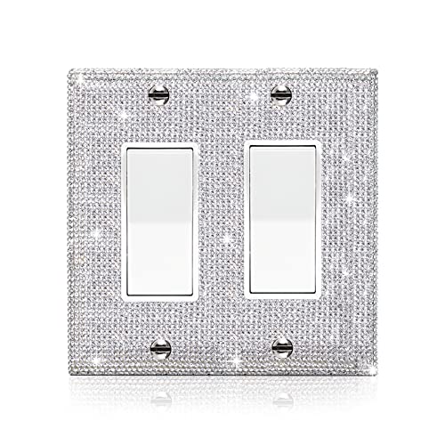Gaocai Shiny Silver Wall Plate Cover Decorative Light Switch Cover Single Toggle Rhinestones Outlet Cover - Image 1