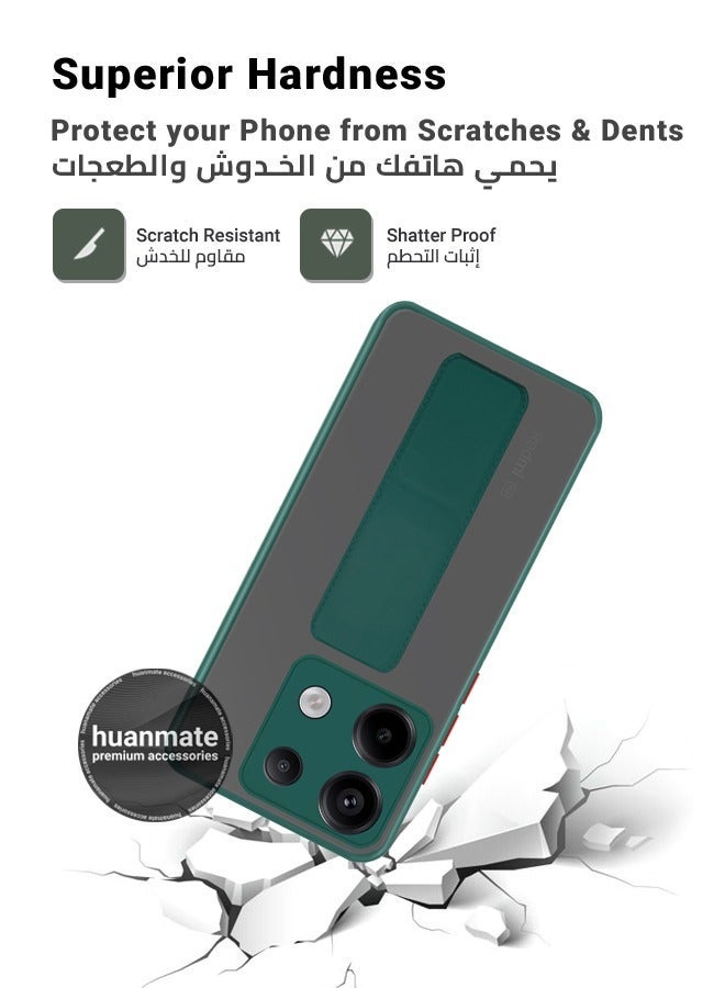 هووانميت حافظة لهاتف شاومي ريدمي نوت 13 برو 5 جي، حافظة مغناطيسية ممتازة مع حامل مقبض يدوي ومسند - غطاء أنيق وعملي لقبضة معززة وراحة مطلقة وتجربة مشاهدة بدون استخدام اليدين - أخضر - Image 4