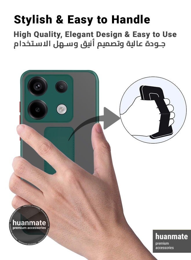 هووانميت حافظة لهاتف شاومي ريدمي نوت 13 برو 5 جي، حافظة مغناطيسية ممتازة مع حامل مقبض يدوي ومسند - غطاء أنيق وعملي لقبضة معززة وراحة مطلقة وتجربة مشاهدة بدون استخدام اليدين - أخضر - Image 3