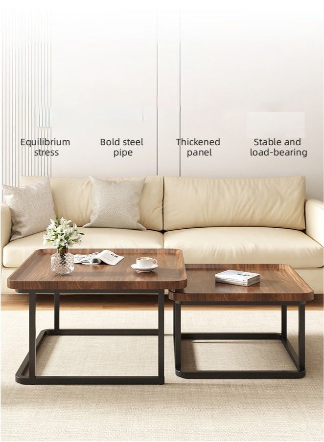 Nesting Coffee Table Set of 2 Modern Sofa Coffee Table Stackable Side Table Coffee Tables for Living Room Tables Easy Assembly Wooden Center Table-Brown - Image 3