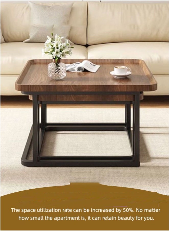 Nesting Coffee Table Set of 2 Modern Sofa Coffee Table Stackable Side Table Coffee Tables for Living Room Tables Easy Assembly Wooden Center Table-Brown - Image 5