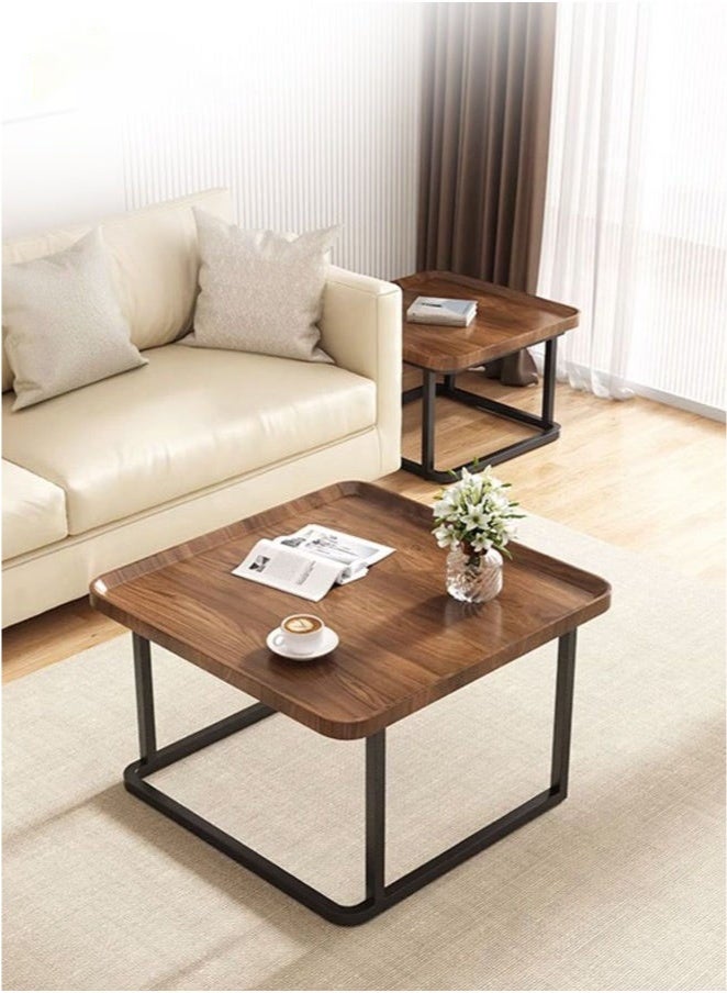 Nesting Coffee Table Set of 2 Modern Sofa Coffee Table Stackable Side Table Coffee Tables for Living Room Tables Easy Assembly Wooden Center Table-Brown - Image 2