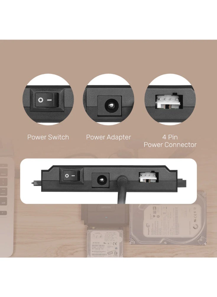 UNITEK SmartLink Trinity USB 3.0 Super Speed 5Gbps to SATA II & IDE Converter, 3-Ports HDD/ SSD Adapter for dual head 3.5" & 2.5" IDE and one for SATA II HDD/ SSD in 2.5" or 3.5", Allowed to operate three hard disk drives simultaneously,  Support IDE 2.5"/3.5" HDD, DVD-ROM, CD-ROM, CD-RW, DVD-RW, DVD + RW Optical Drive - Image 3