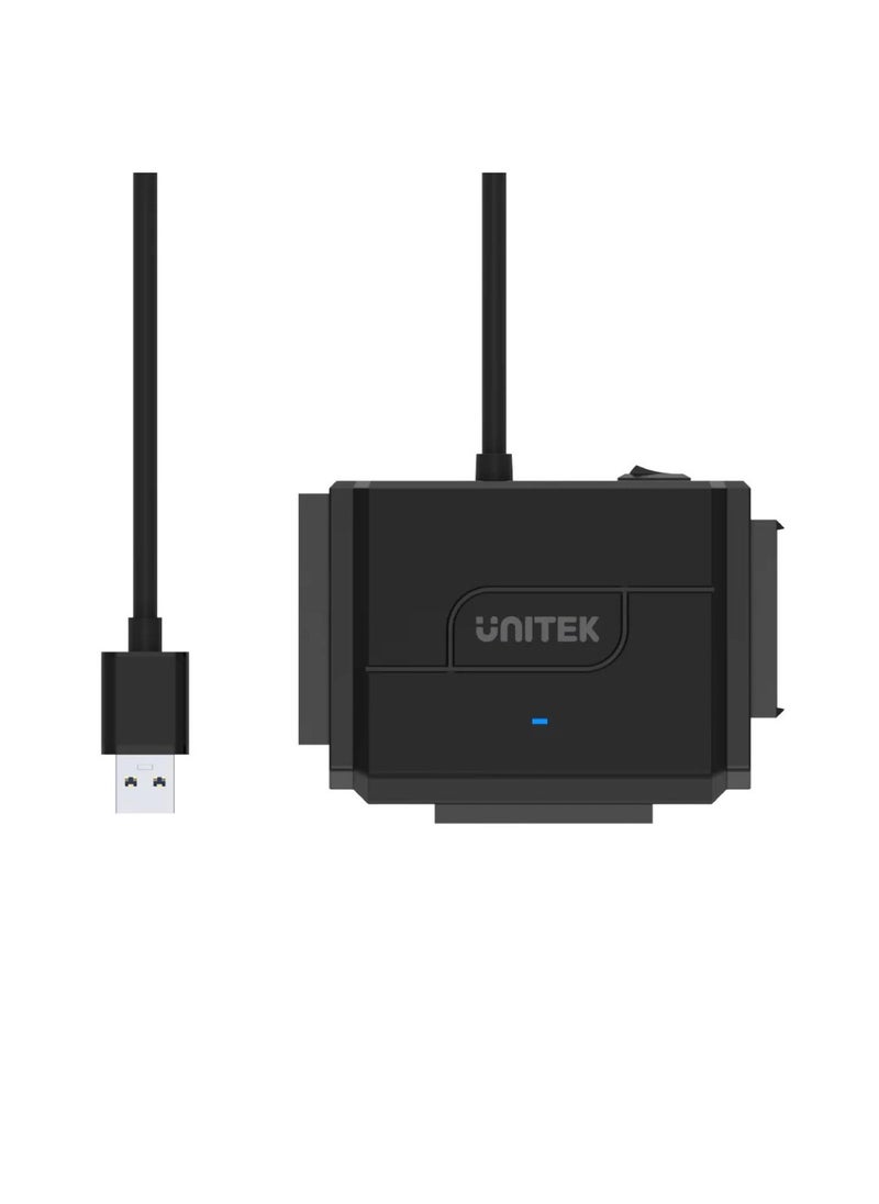 UNITEK - SmartLink Trinity USB 3.0 Super Speed 5Gbps to SATA II & IDE Converter, 3-Ports HDD/ SSD Adapter for dual head 3.5" & 2.5" IDE and one for SATA II HDD/ SSD in 2.5" or 3.5", Allowed to operate three hard disk drives simultaneously,  Support IDE 2.5"/3.5" HDD, DVD-ROM, CD-ROM, CD-RW, DVD-RW, DVD + RW Optical Drive - Image 1
