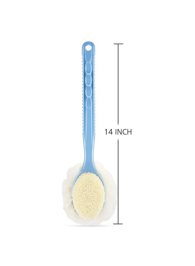 HONOMA Shower Body Brush with Bristles and Loofah,Back Scrubber Bath Mesh Sponge with Curved Long Handle for Skin Exfoliating Bath, Massage Bristles Suitable for Wet or Dry, Men and Women (Grey) - Image 5