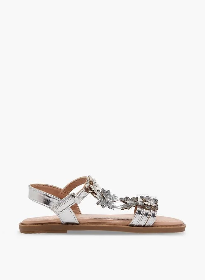Flora Bella By Shoexpress Girls Floral Applique Hook & Loop Sandals
