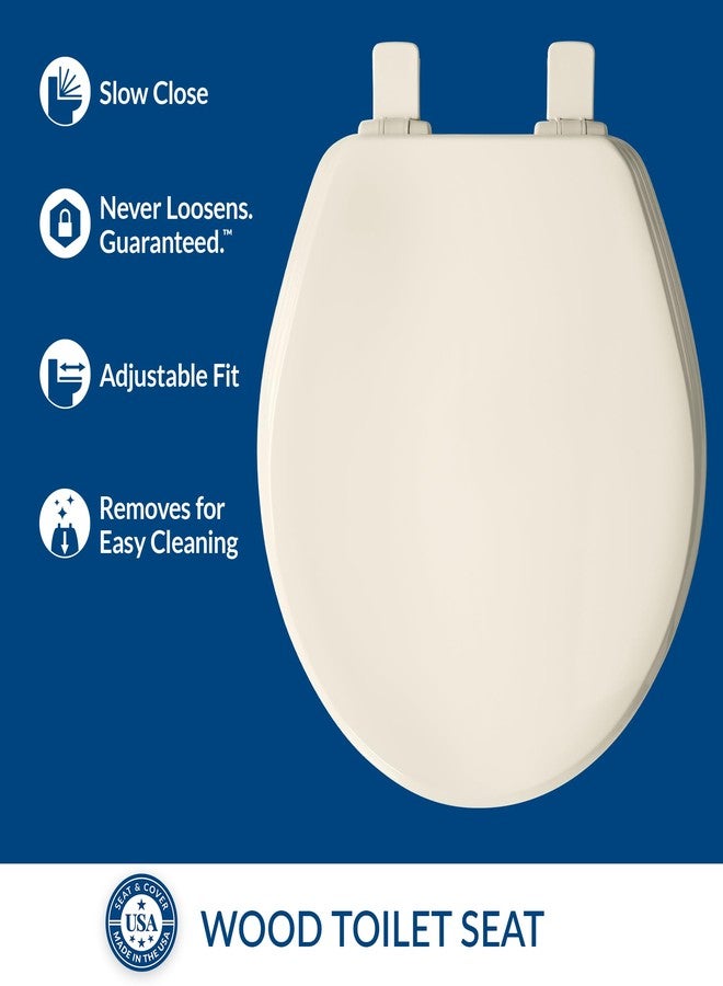 Bemis Ashland Modern Wood Toilet Seat with Decorative Edge, Slow Close, Secure Hinges, Made in USA, Round, Biscuit - Image 2