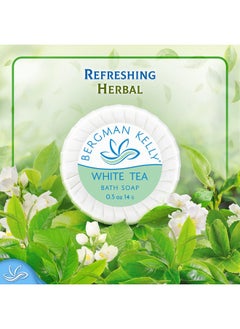 BERGMAN KELLY Round Hotel Soap Bars Shampoo & Conditioner 3Piece Set (0.5 Oz Each 150 Pc White Tea) Delight Your Guests With Revitalizing & Refreshing Mini Travel Toiletries & Bulk Amenities  - Image 5