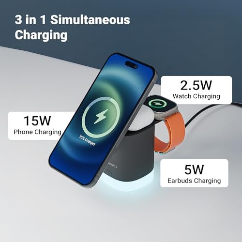 Zebronics 3-in-1 Wireless Foldable Charging Pad with 23W Output, MagSafe Compatible, Fast Charging, Built-in Protection, FOD, 1m Type-C Cable, for iPhone 16/15/14/13/12 Series(MagBoost 50,Matt Black) - Image 2