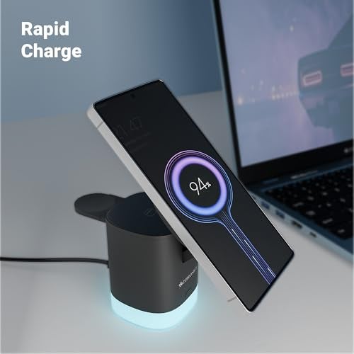 Zebronics 3-in-1 Wireless Foldable Charging Pad with 23W Output, MagSafe Compatible, Fast Charging, Built-in Protection, FOD, 1m Type-C Cable, for iPhone 16/15/14/13/12 Series(MagBoost 50,Matt Black) - Image 3
