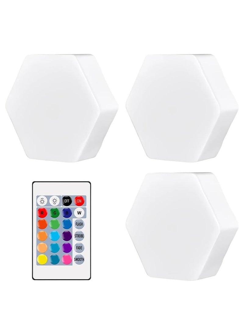 Generic - Pack of 3 RGB LED Wall Light with Remote Control Wireless LED Cabinet Light with Adjustable Brightness and Color Function Suitable For Kitchen Bedroom Study Room Living Room - Image 1