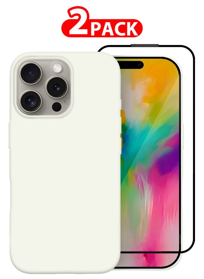 CATANES - (for iPhone 16 Pro) 2 Pack Case and Screen Protector, Slim Silicone Case, Full Covered Anti Scratch Shockproof Protective Cover - Image 1
