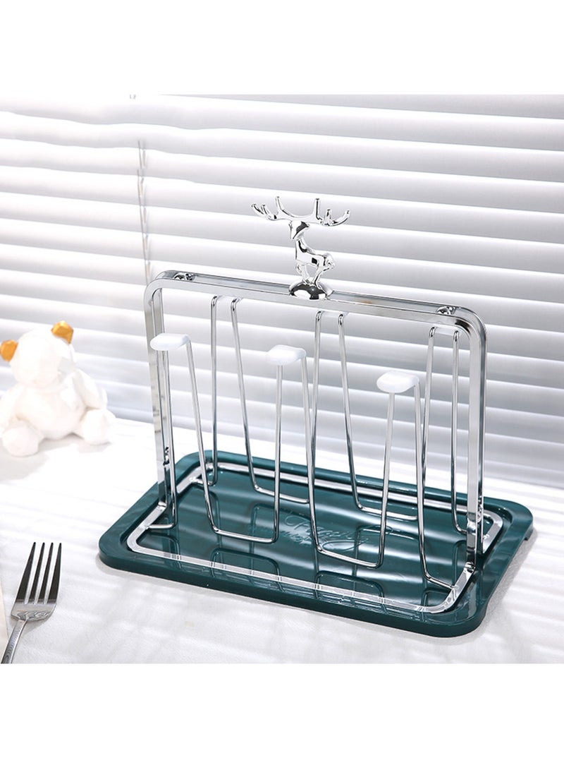 Hihonor Glass Cup Drying Rack Stand，Non Slip with Drain Tray,Bottle Drying Rack, Six Cups Metal Drainer Holder Rack for Home Counter, Office, Kitchen (Gold) - Image 5