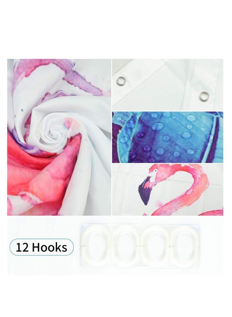 SYOSI ستائر الاستحمام، ستارة استحمام متعددة الوظائف مقاومة للماء ستارة حمام مع 12 خطاف، ستارة حمام مقاومة للماء متينة (180*180 سم فلامنغو) - Image 4