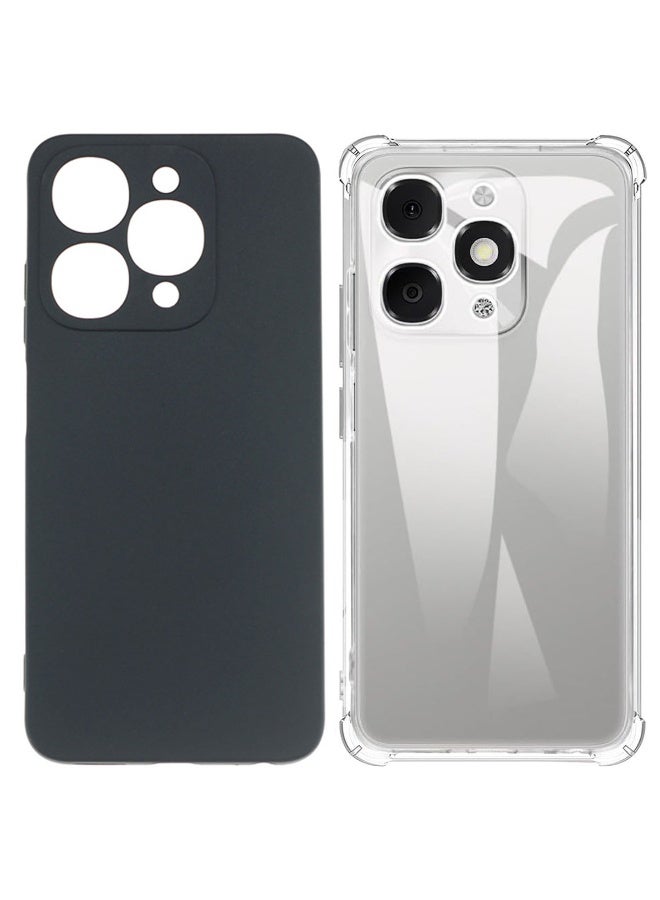 SanHu for ITEL A90 4G 2-In-1 Thin Soft Case Cover, Anti Drop Protection, Anti Fingerprint, Durable, Easy To Clean And Install, Frosted Protective Case+Transparent Four Corner Anti Drop Protective Case - Image 1