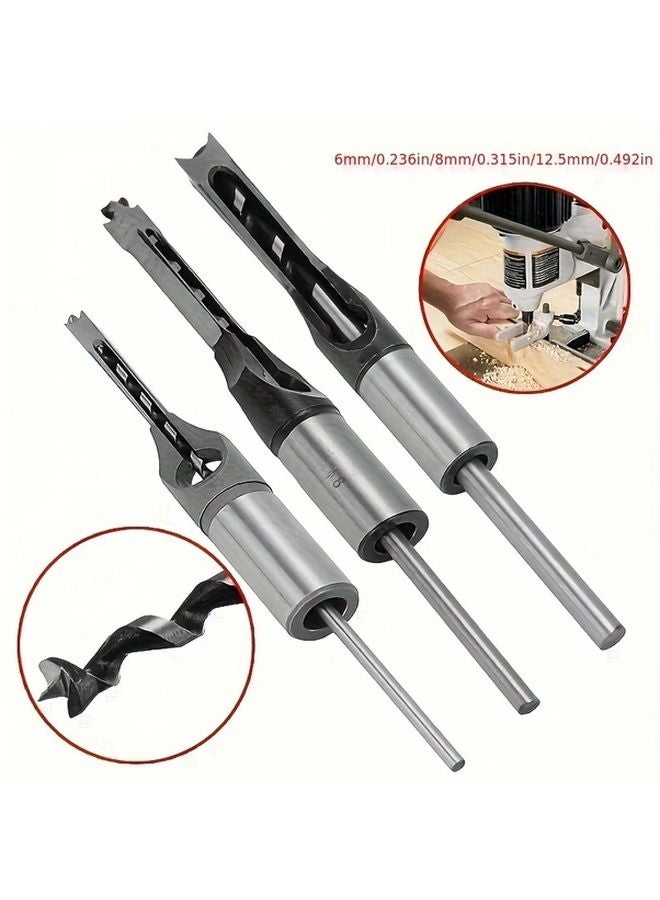 3 قطع 6 مم 8 مم 12.5 مثقاب ثقب مربع مجموعة أدوات النجارة - Image 1