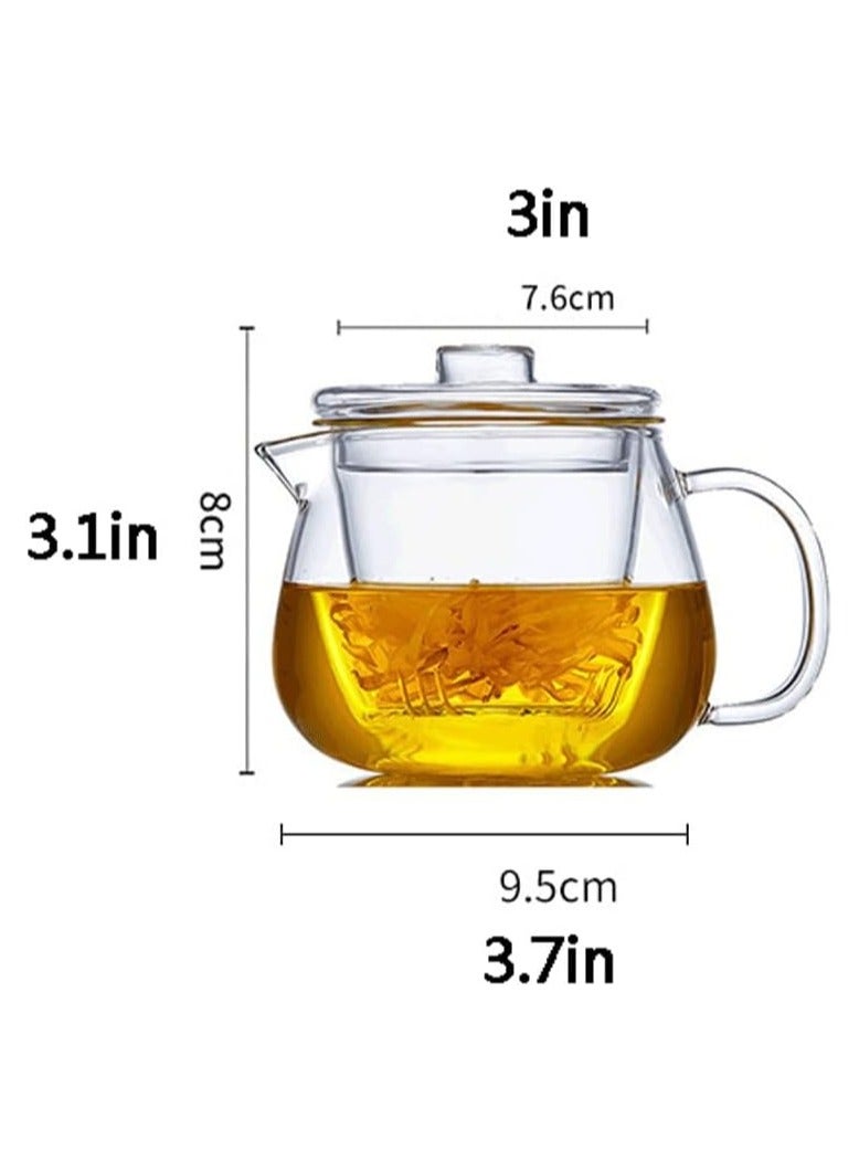 Teapot Glass Teapot 400ml Household Water Bottle with Heat Resistant Glass Infuser Perfect for Tea and Coffee Tea Maker Capacity 400ml  - Image 2