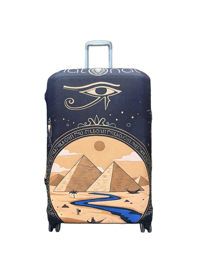 natOnat Travel Luggage Cover Protector - Suitcase Cover - Stretchy, Washable Spandex & Polyester - Protects Against Dirt & Scratches - Pyramids Design - Fits 65-70 CM Height (Large) - Image 1