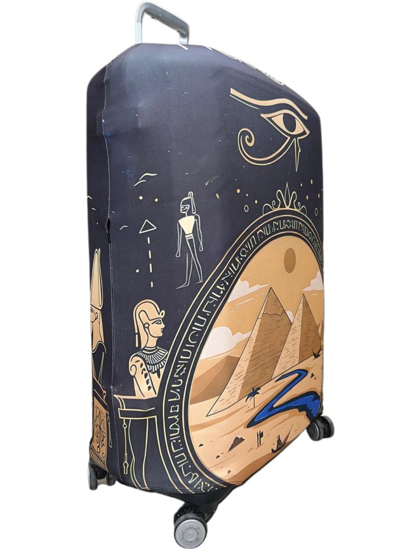 natOnat Travel Luggage Cover Protector - Suitcase Cover - Stretchy, Washable Spandex & Polyester - Protects Against Dirt & Scratches - Pyramids Design - Fits 65-70 CM Height (Large) - Image 3