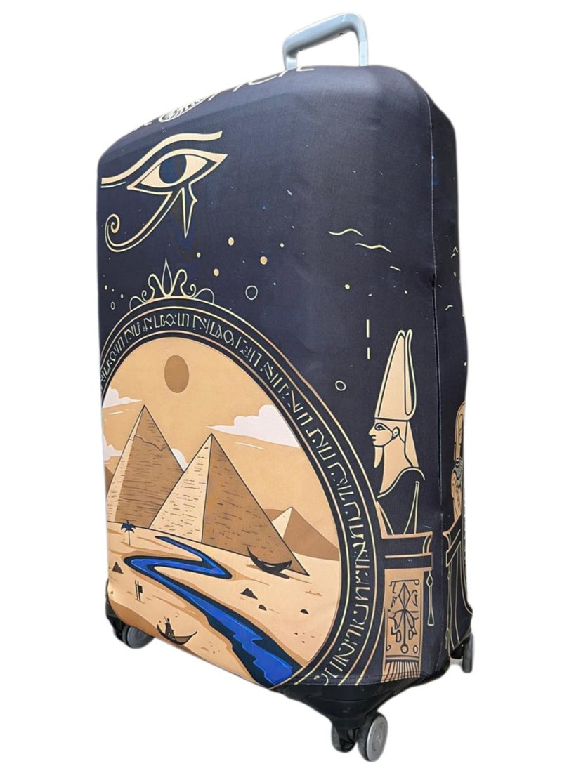 natOnat Travel Luggage Cover Protector - Suitcase Cover - Stretchy, Washable Spandex & Polyester - Protects Against Dirt & Scratches - Pyramids Design - Fits 65-70 CM Height (Large) - Image 2