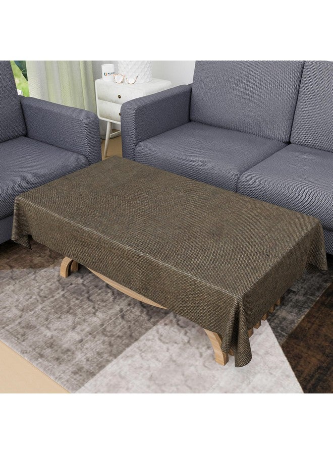 Kuber Industries rectangular Center Table Cover|40x60 Inch|Tabletop Cover|Tea Table Cover|Decorative Table Cover|4 Seater Kitchen Table Cloth|Jute Fabric Table Cloth|Study Table Cloth|Brown - Image 1