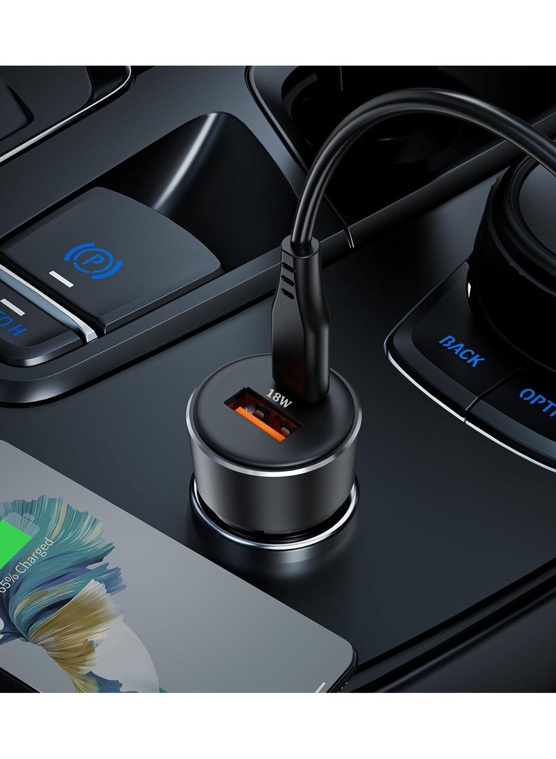 جيج بي في شاحن سيارة 48 وات شاحن سيارة PD سريع الشحن و USB QC3.0 سريع الشحن مزدوج المنفذ مهايئ طاقة سيارة أسود - Image 3