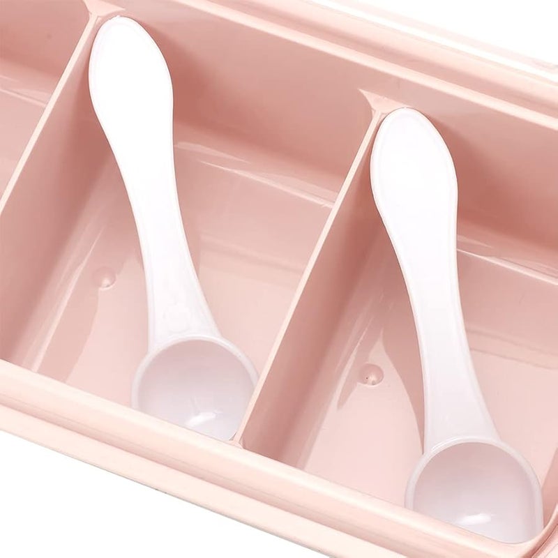 Blue 4 Grid Seasoning Box With Spoons Multi Compartment Spice Rack For Home Kitchen - Image 5